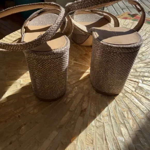 Stuart Weitzman Dayna Metallic Crisscross Platform Sandals - Picture 6 of 7